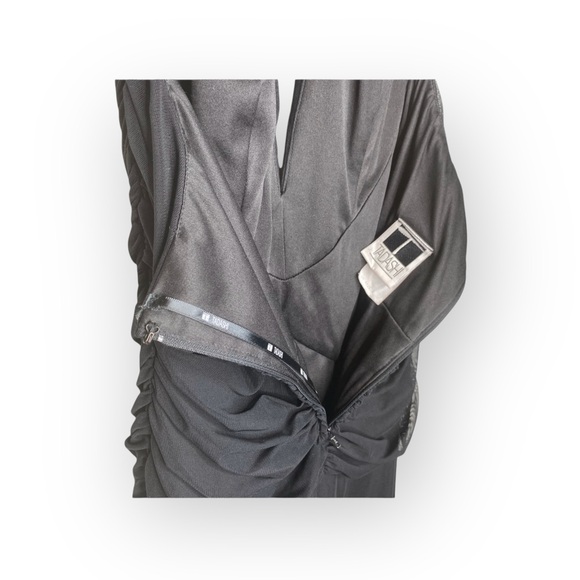 Tadashi Shoji ❤︎ Glamorous Mesh Tulle Halter Draped Gown Dress ❤︎ Black ❤︎ XS - Picture 11 of 16